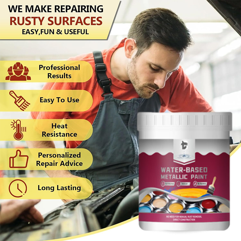 ⏳Time-Limited Special⏰Rust Converter Metallic Paint – One coat stops rust, no sanding, no fumes. 🔨🛡️
