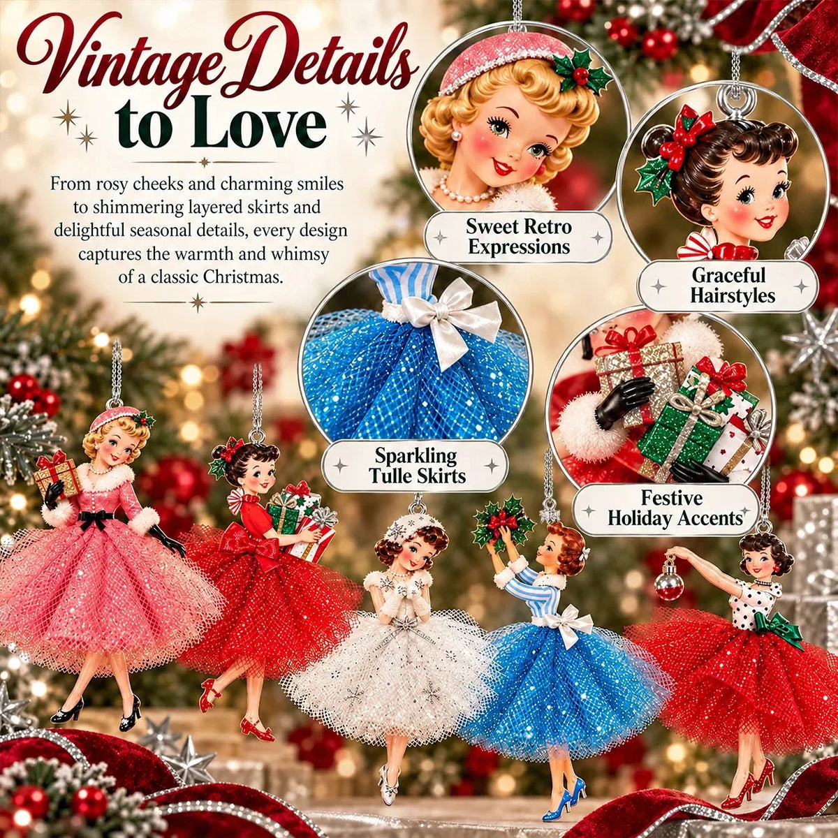 45% OFF🎄Vintage Christmas Lady Ornaments – 1950s-Inspired Holiday Charm 🎄