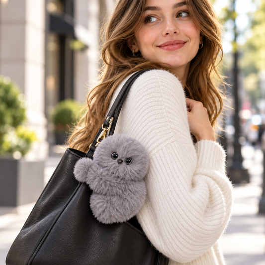 π§Έπ Interactive Head-Turning Plush Bag Charm β Cute Fluffy Companion