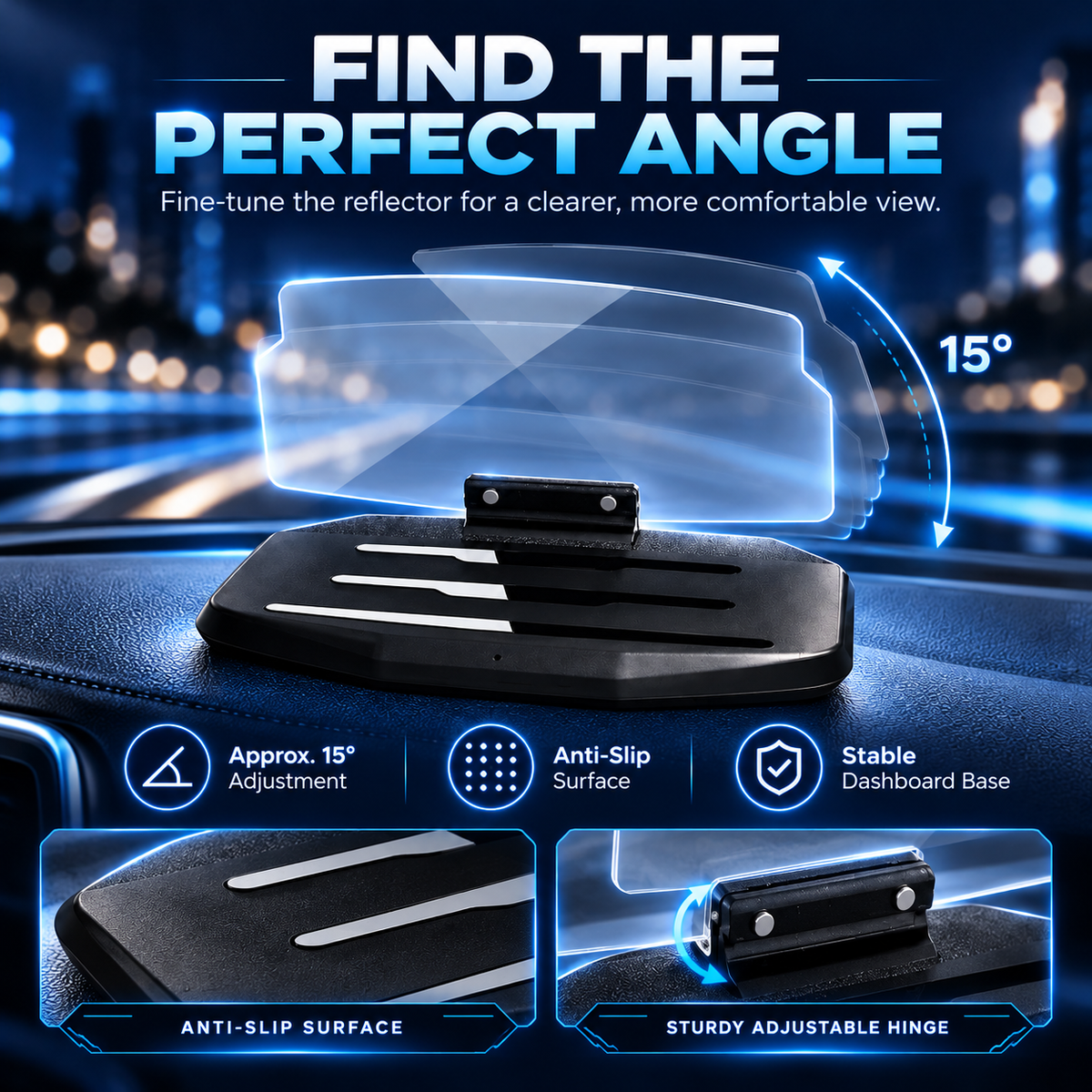 đ ăSmart In-Car HUD Co-PilotăWorks on Sedans, SUVs, Pickups, RVs, and More!
