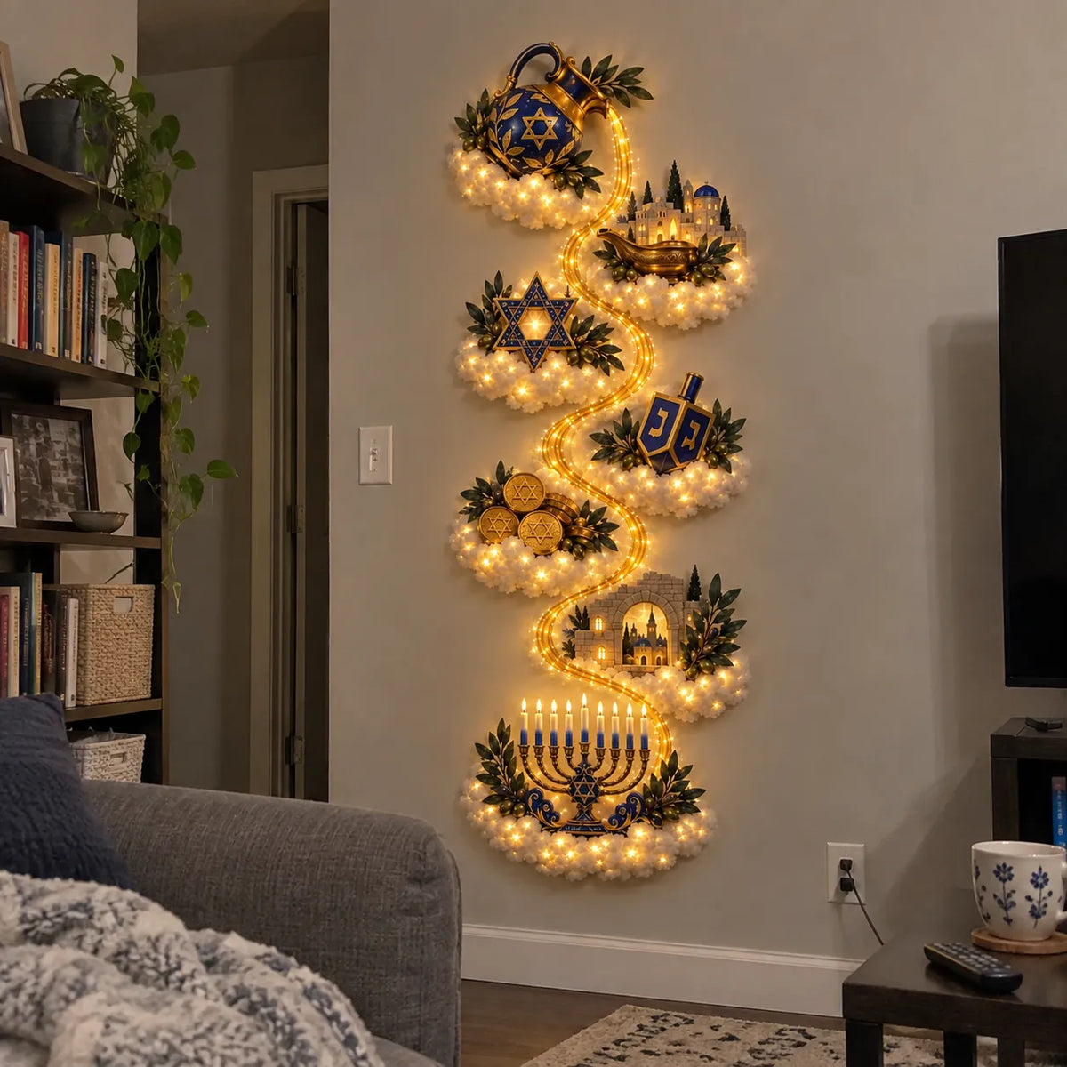 ๐ฅ๐๐ Hanukkah Festival of Lights Wall Decor Collection โ 4 Glowing Designs Celebrating Eight Nights of Light โจ