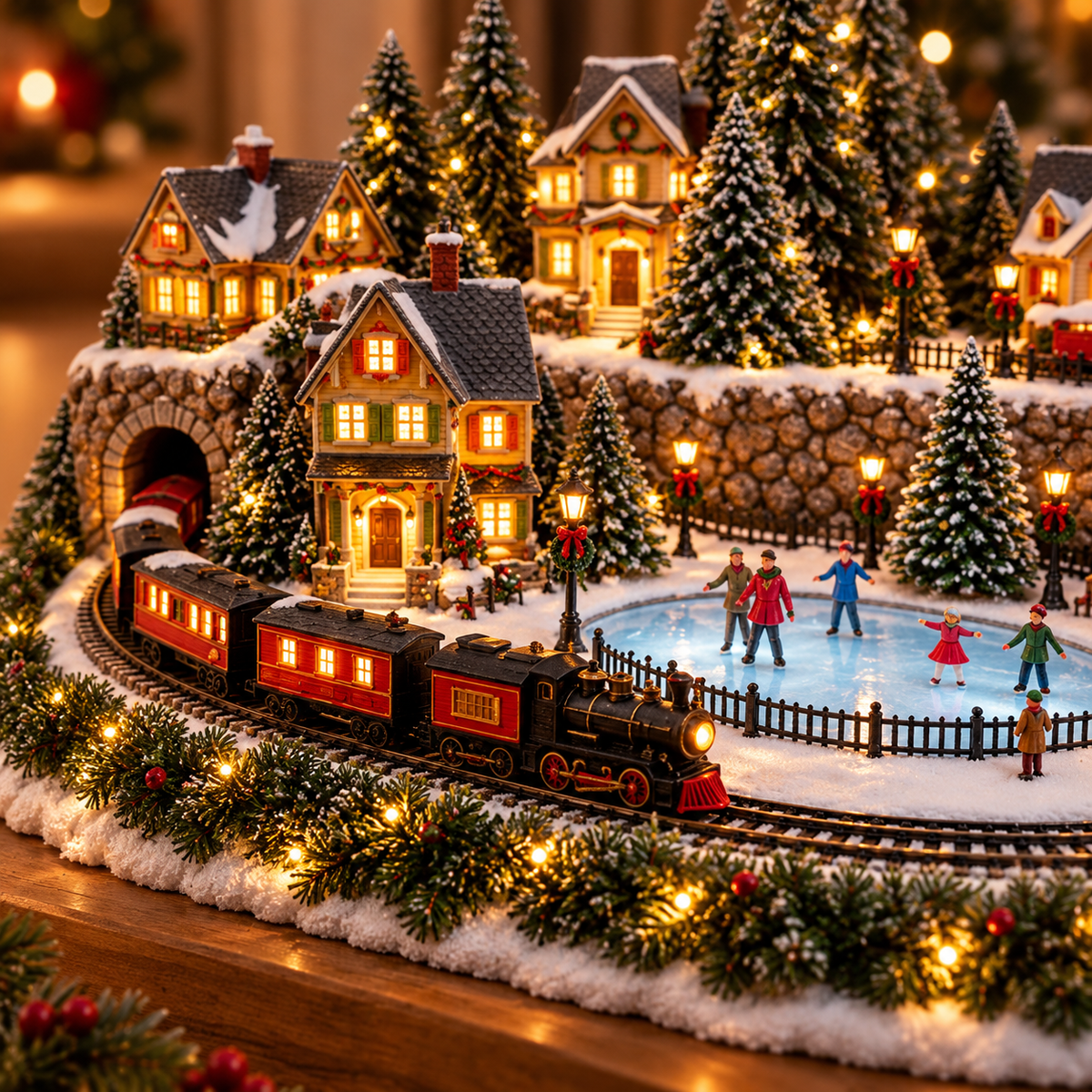 🔥 49% OFF 🚂 Animated Holiday Train & Ice Rink Scene ✨