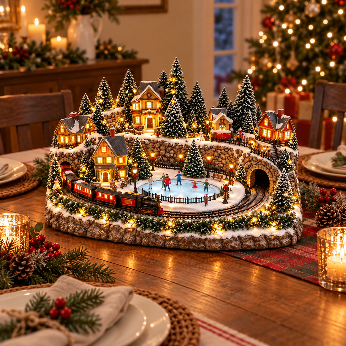 🔥 49% OFF 🚂 Animated Holiday Train & Ice Rink Scene ✨