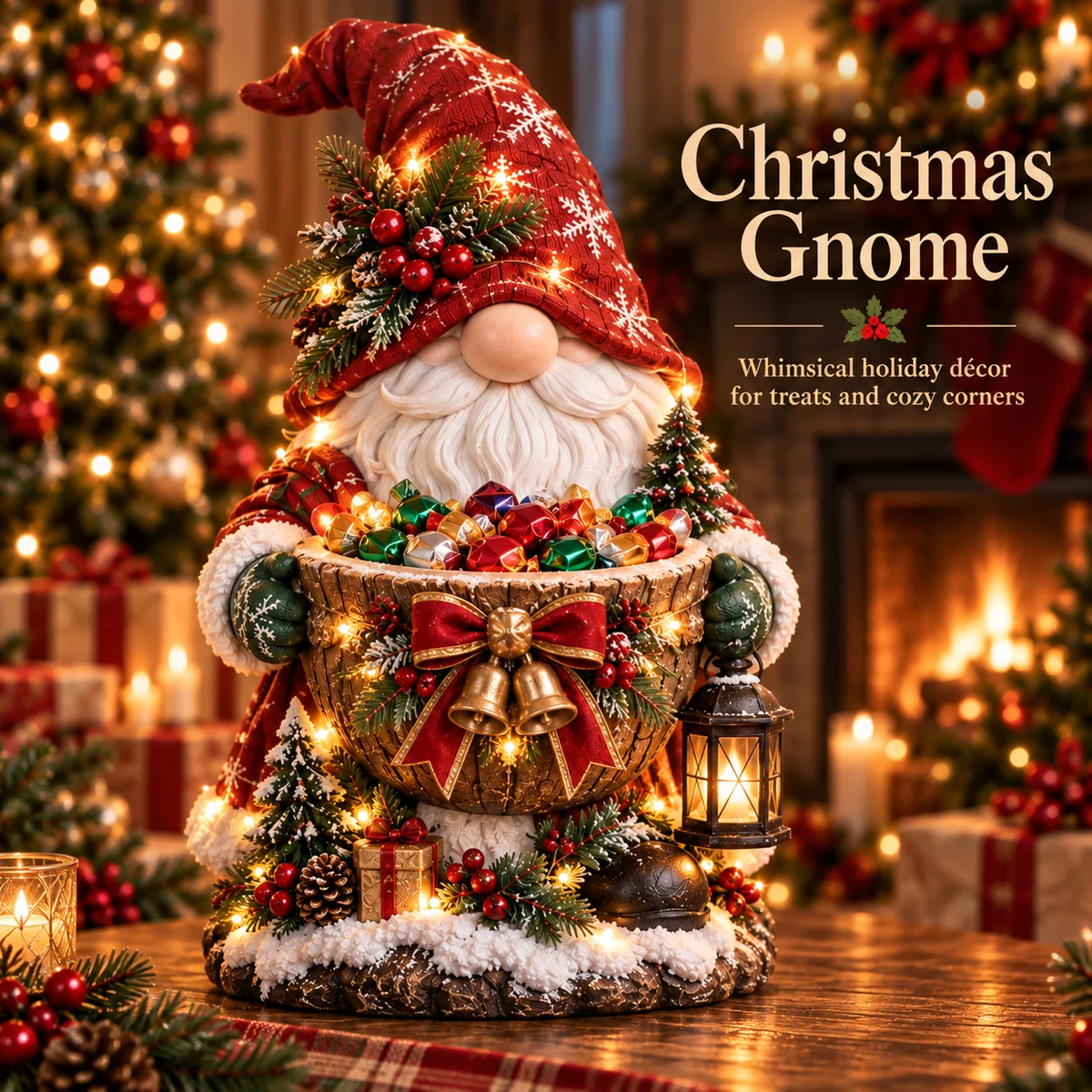 Last Day 48% Off❤️ Cardinal Christmas Treat Bowl™ – Lighted Holiday Candy Bowl & Tabletop Decor