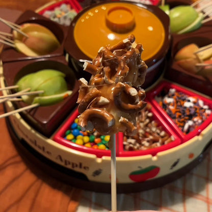 🍎 Rotating Caramel Apple Dipping Station – DIY Dessert Party Tray