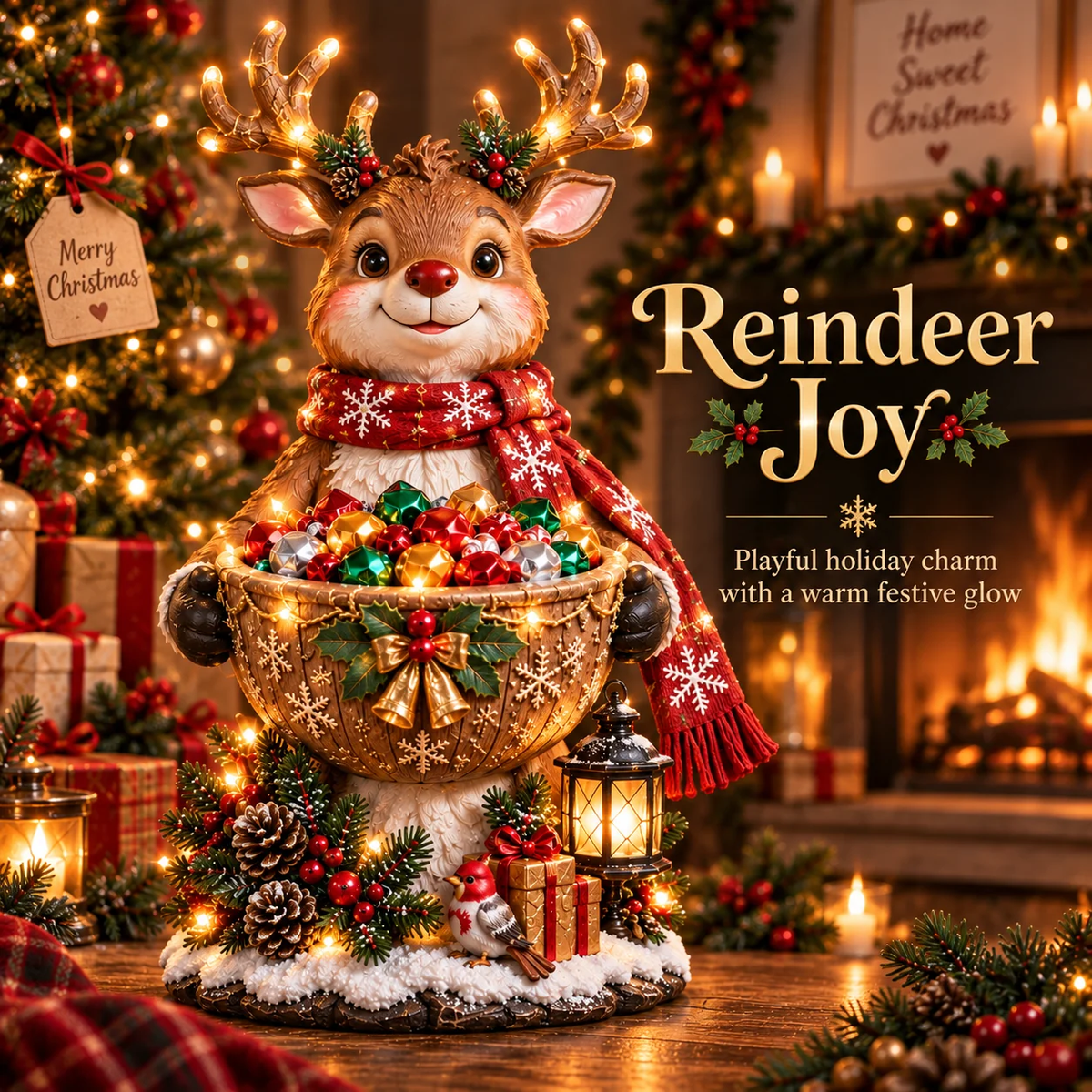 Last Day 48% Off❤️ Cardinal Christmas Treat Bowl™ – Lighted Holiday Candy Bowl & Tabletop Decor