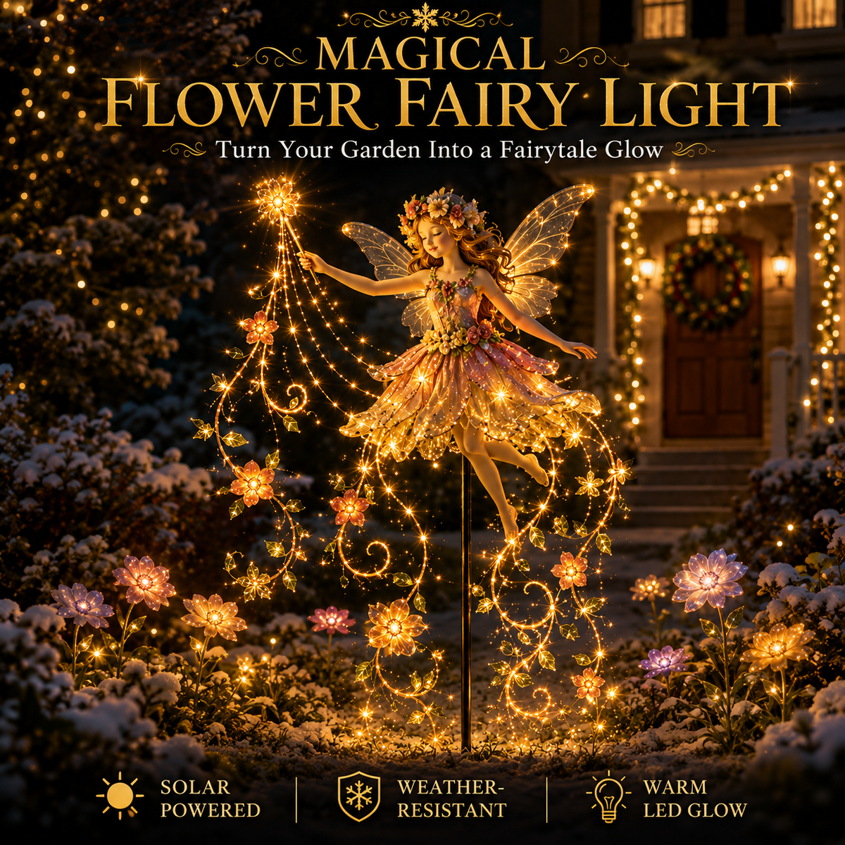 🎁Last Day 49% OFF-✨ Enchanted Flower Fairy Solar Garden Light – Magical Glowing Outdoor Christmas Yard Decor 🌸