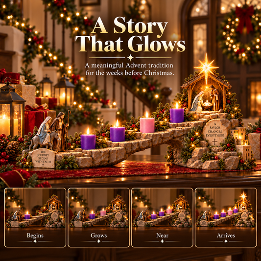 ✨45 %✝️ Journey to Bethlehem – 4-Week Lighted Advent Nativity Path