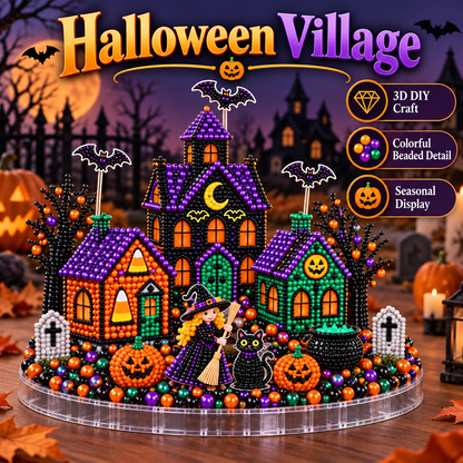 🎄🎃 3D DIY Diamond Art Village Kit – Christmas & Halloween Craft Decor