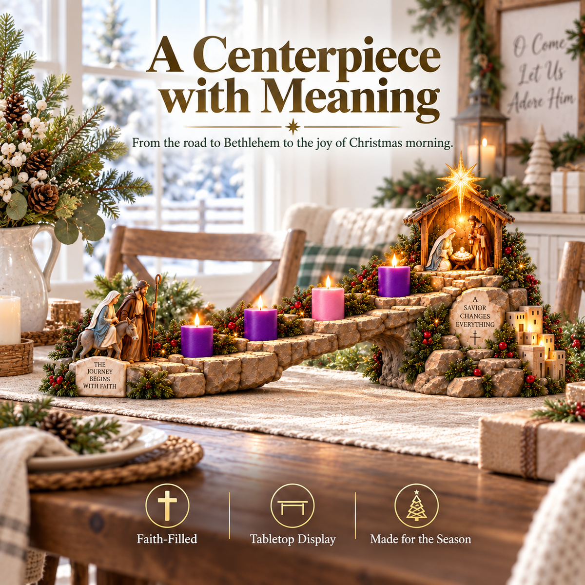 ✨45 %✝️ Journey to Bethlehem – 4-Week Lighted Advent Nativity Path
