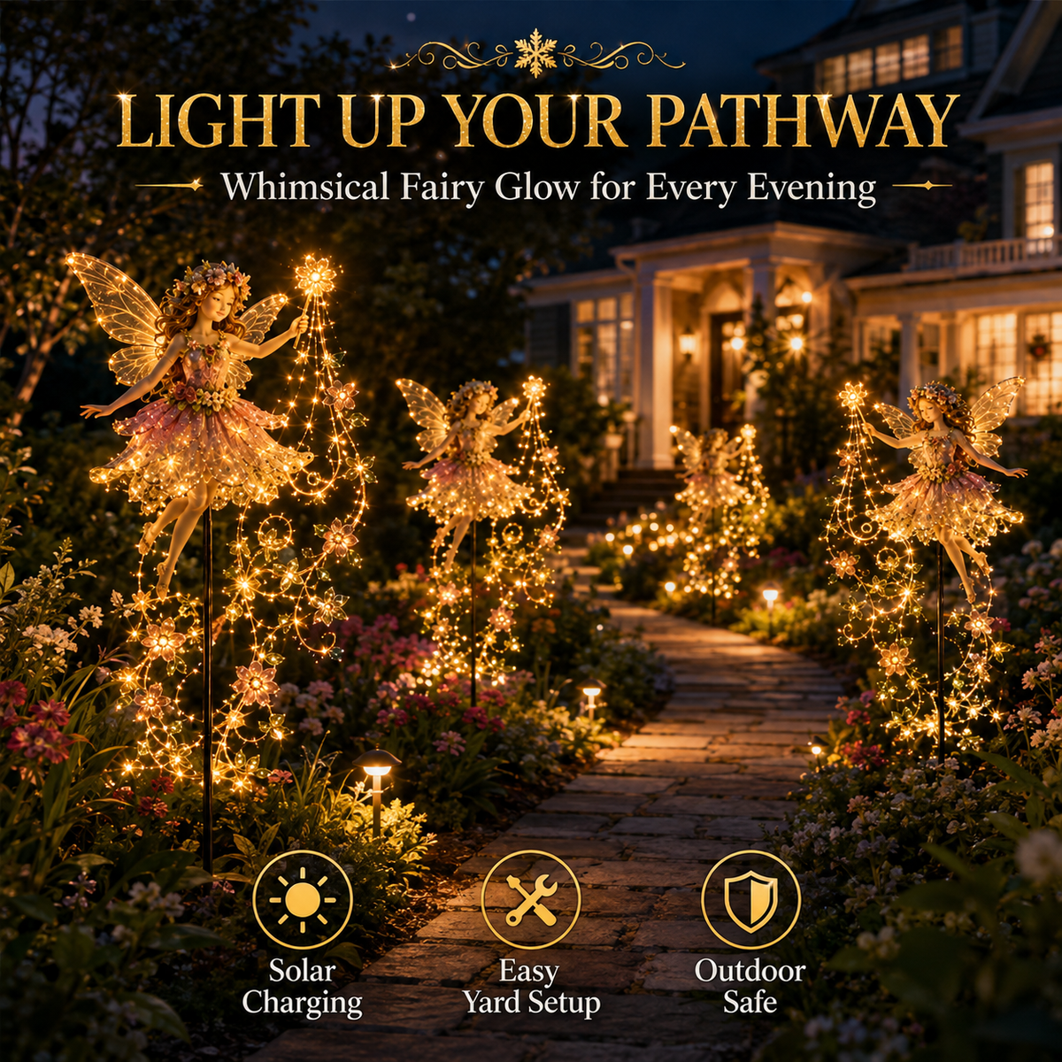 🎁Last Day 49% OFF-✨ Enchanted Flower Fairy Solar Garden Light – Magical Glowing Outdoor Christmas Yard Decor 🌸