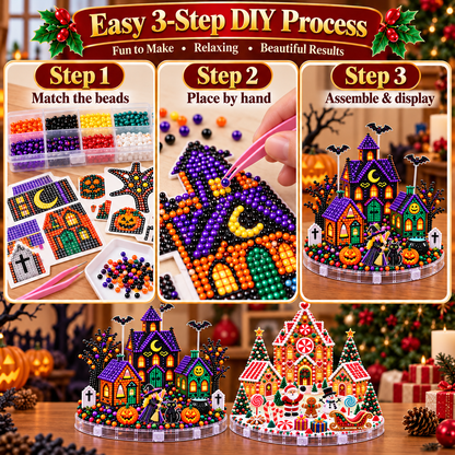 🎄🎃 3D DIY Diamond Art Village Kit – Christmas & Halloween Craft Decor