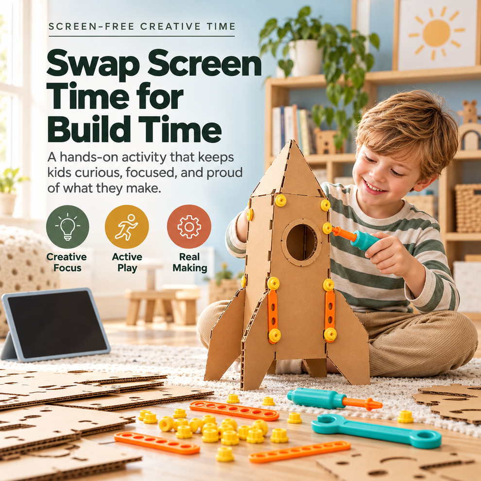 🛠️ Kids Cardboard DIY Building Kit 🚀🦖 | Creative STEM Construction To ...