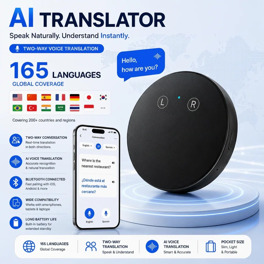 Last Day 45% OFF🤖 AI Pocket Translator – Real-Time Two-Way Voice Translation in 165+ Languages