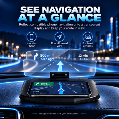 🚗 【Smart In-Car HUD Co-Pilot】Works on Sedans, SUVs, Pickups, RVs, and More!