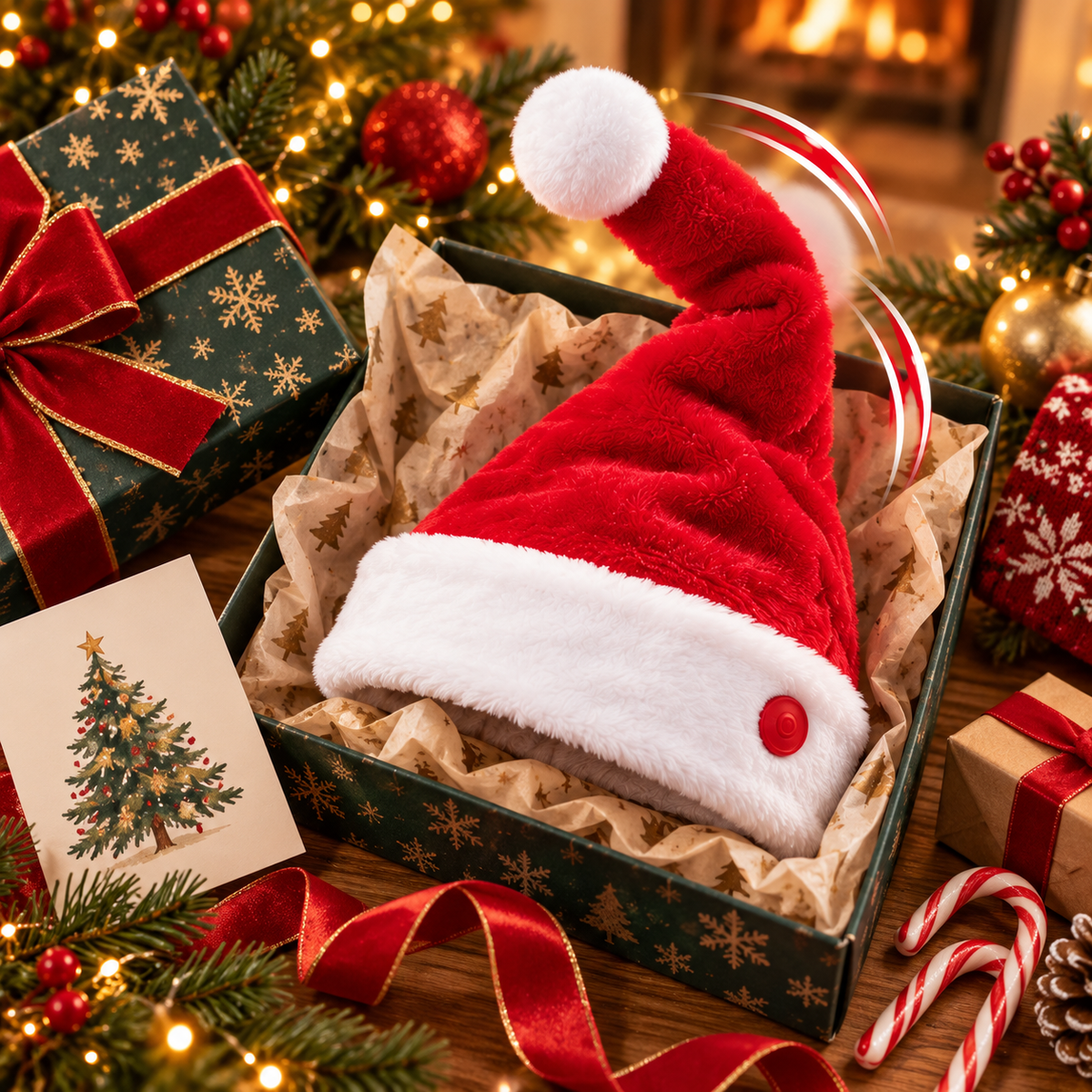 🎅Last Day 49% OFF✨ Animated Santa Party Hat – One Button, Instant Christmas Chaos 😂