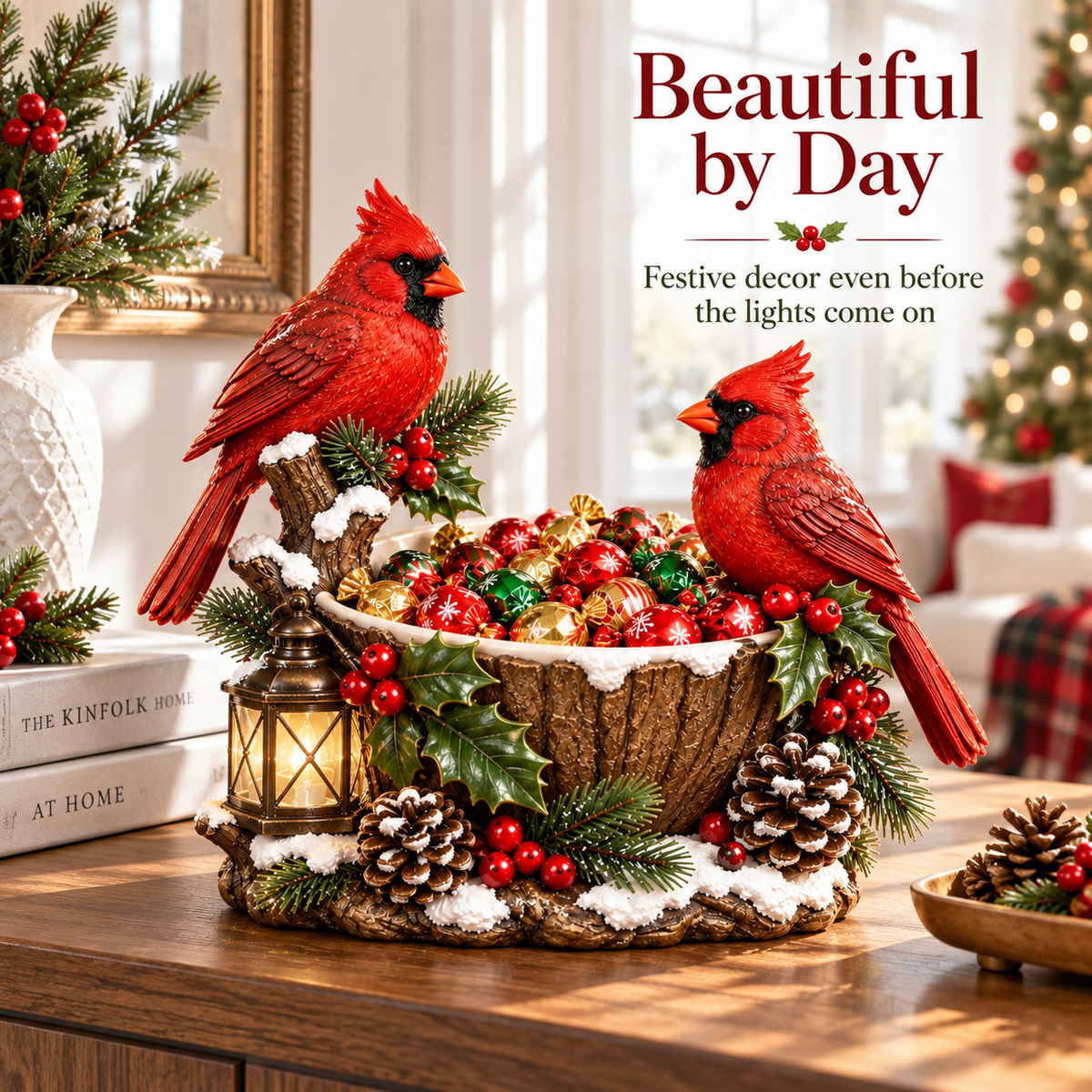 Last Day 48% Off❤️ Cardinal Christmas Treat Bowl™ – Lighted Holiday Candy Bowl & Tabletop Decor
