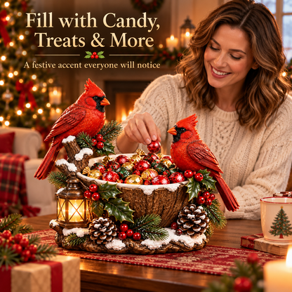 Last Day 48% Off❤️ Cardinal Christmas Treat Bowl™ – Lighted Holiday Candy Bowl & Tabletop Decor