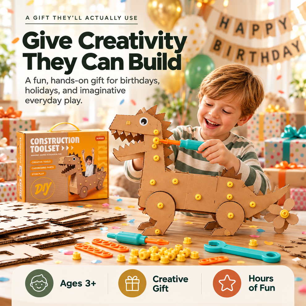 🛠️ Kids Cardboard DIY Building Kit 🚀🦖 | Creative STEM Construction To ...