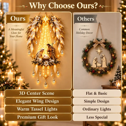 ✨Last Day 49% OFF✨✝️ Angel Wings Faith Nativity™ – Lighted Holy Birth Wall Decor