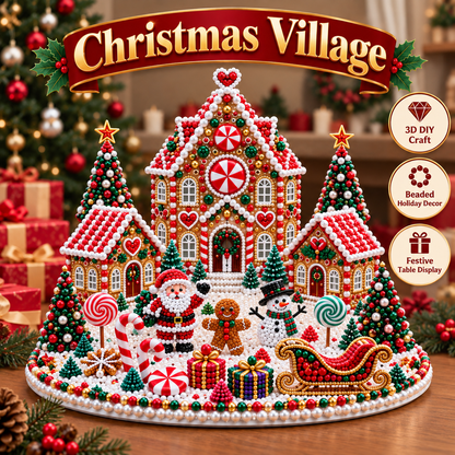 🎄🎃 3D DIY Diamond Art Village Kit – Christmas & Halloween Craft Decor