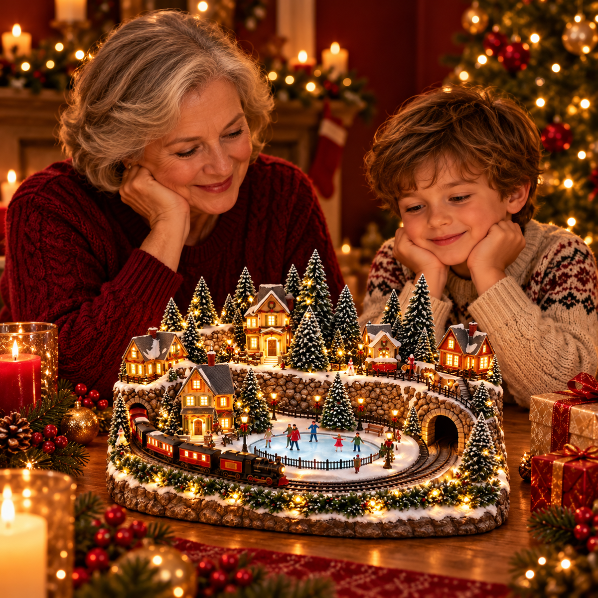 🔥 49% OFF 🚂 Animated Holiday Train & Ice Rink Scene ✨