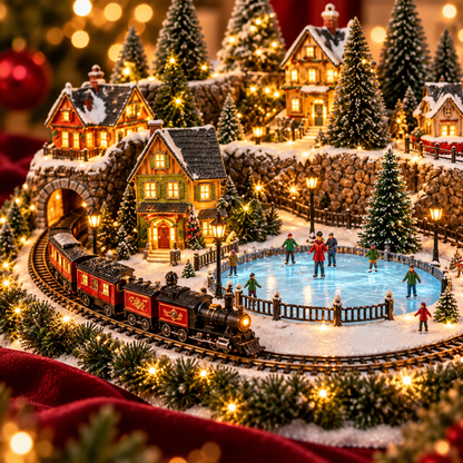 🔥 49% OFF 🚂 Animated Holiday Train & Ice Rink Scene ✨