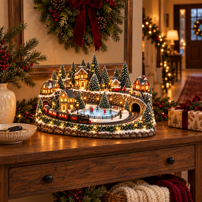 🔥 49% OFF 🚂 Animated Holiday Train & Ice Rink Scene ✨