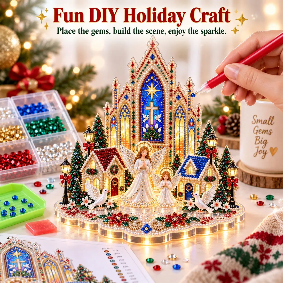 🎄🎃 3D DIY Diamond Art Village Kit – Christmas & Halloween Craft Decor