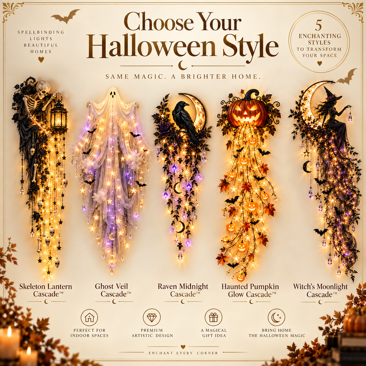 ✨Last Day 49% OFF✨Elegant Halloween Cascade Wall Light Collection✨