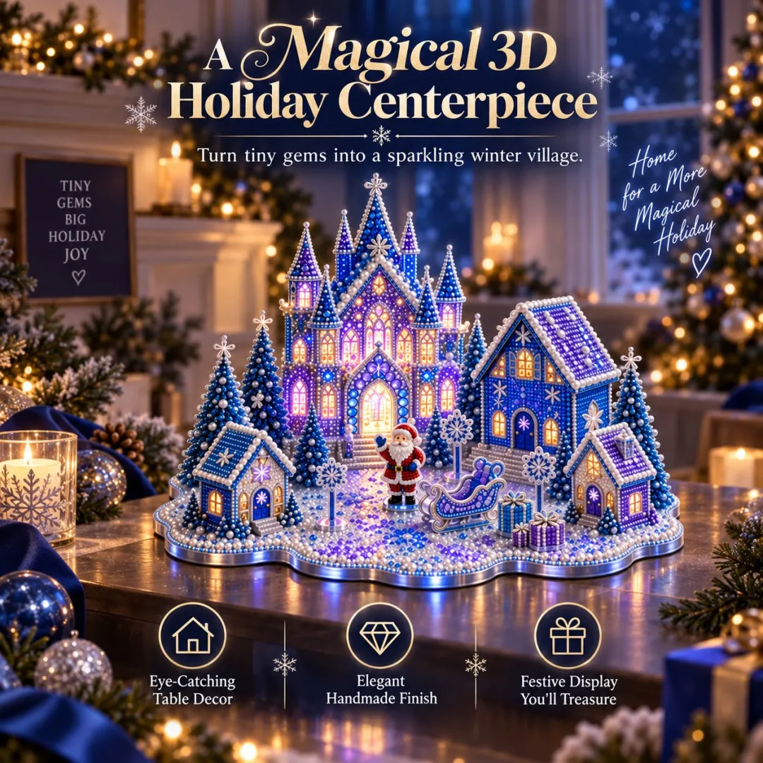 🎄🎃 3D DIY Diamond Art Village Kit – Christmas & Halloween Craft Decor